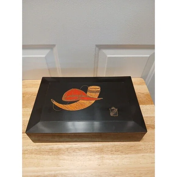 Couroc's‎ New Chest Couroc of Monterey California Box Decor Black Hinged Jewelry - Picture 2 of 12